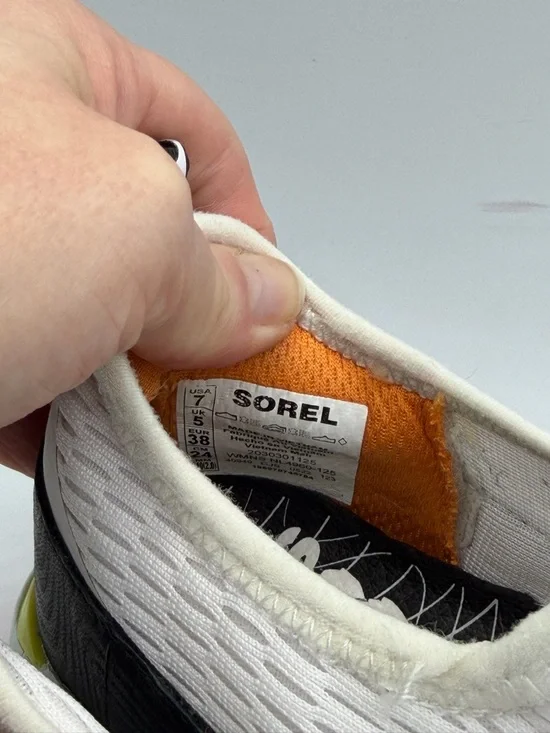 Sorel White Kinetic Impact II Slip-On Sneaker with Orange and Black Accents - Picture 7 of 8